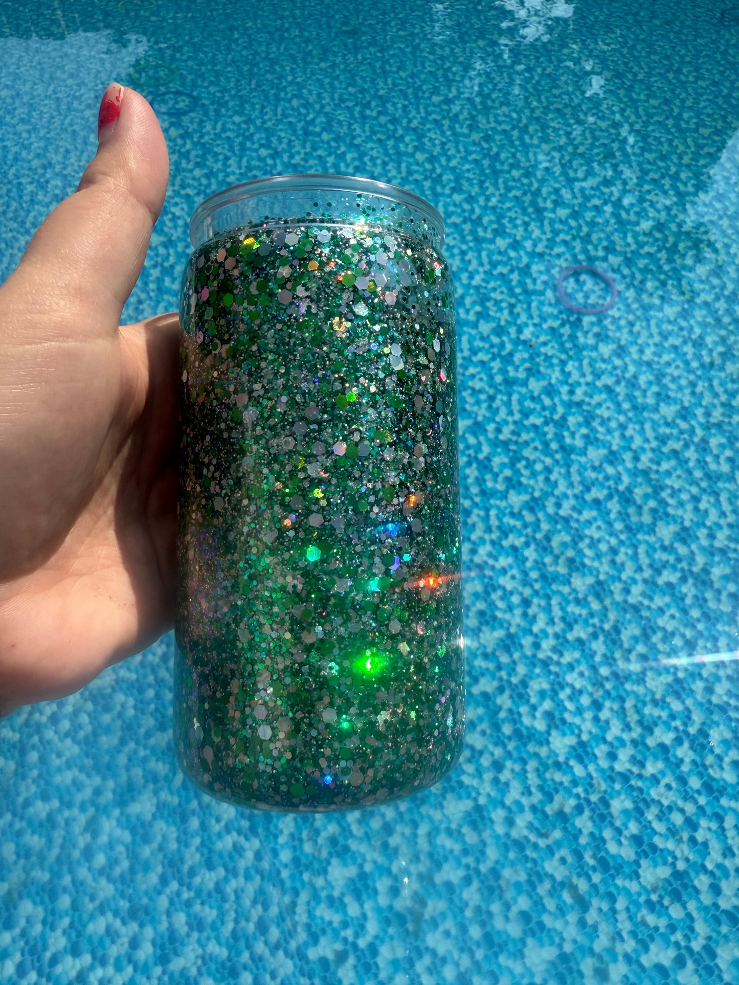 16oz Green & White Fine Glitter (#13)