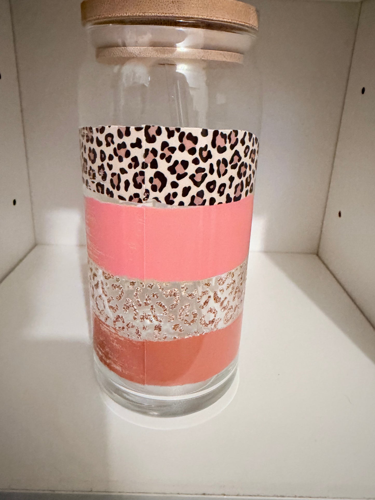 20oz Glass Coffee Cup; No Glitter! (#43)