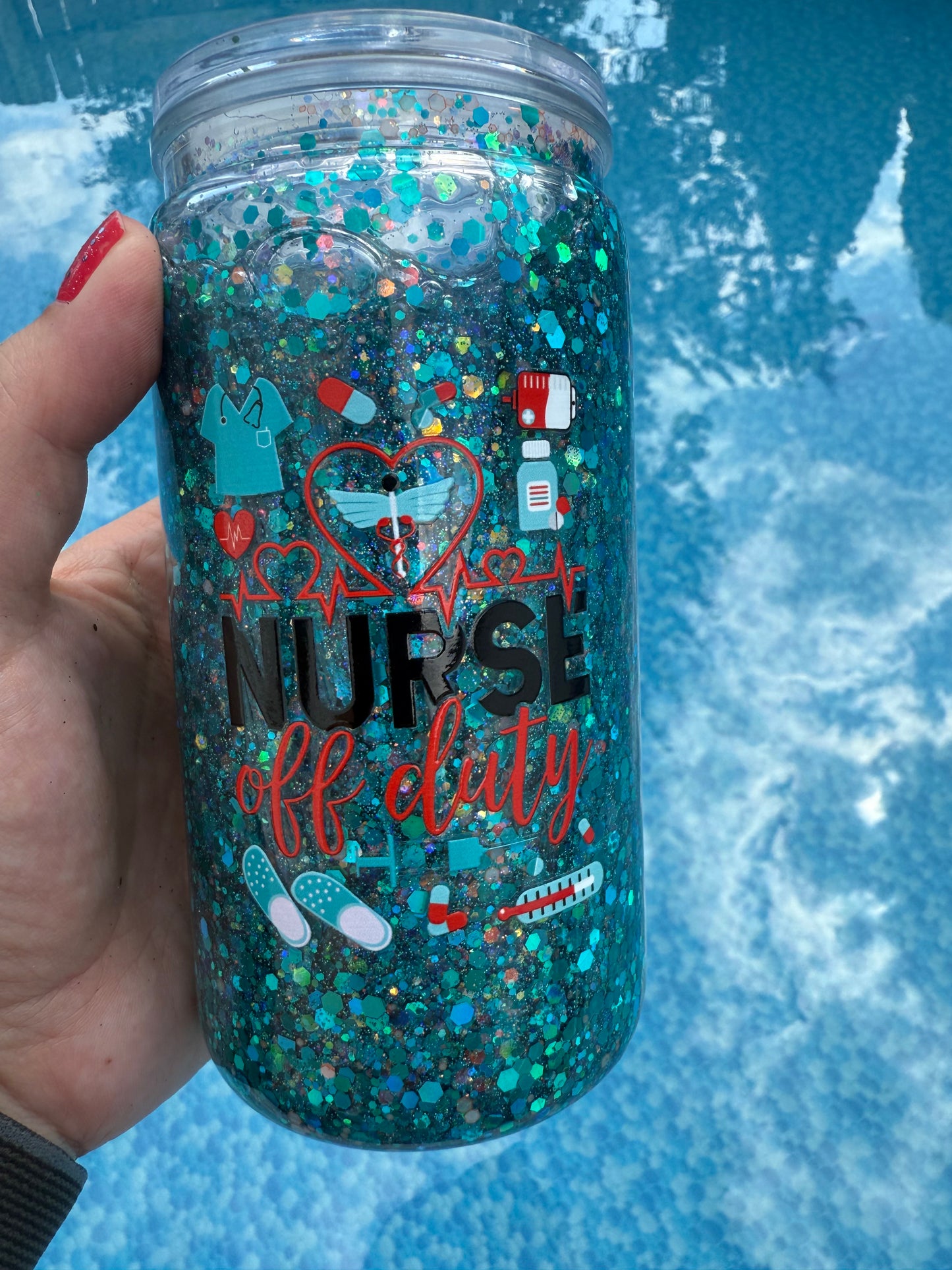 16oz Blue/purple Glow In The Dark & Puzzle pieces (#6) *Nurse (NO DEFECTS)