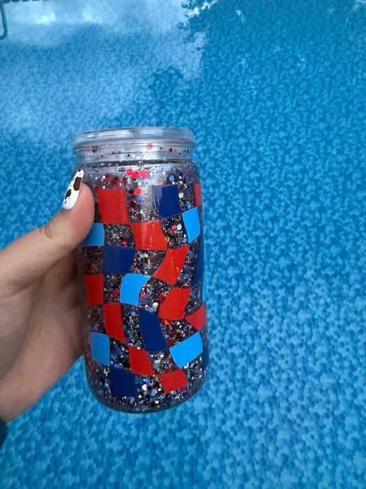 16oz; Red, Silver, Blue; 4th of July #40 (SMALL TEAR IN DECAL)