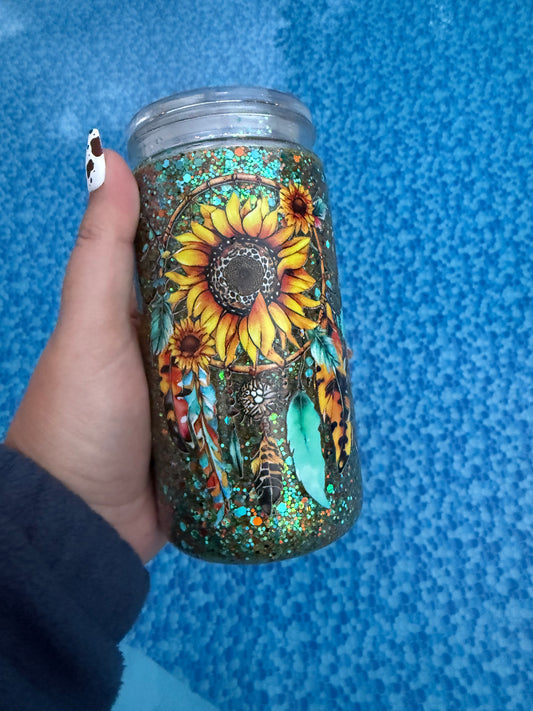16oz Blue, Yellow, Orange Sunflower #39
